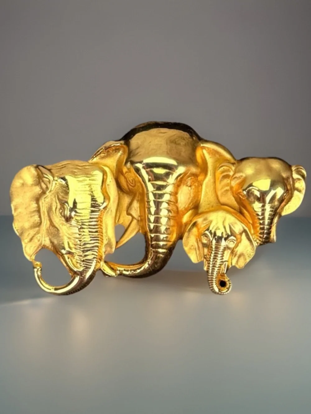 Vintage Goldtone Elephant Family Brooch Pin